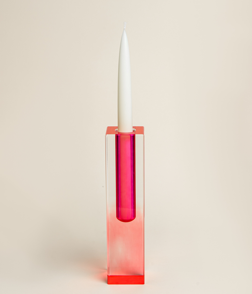 Ваза/Подсвечник из акрила 5 х 5 х 20 Розовый