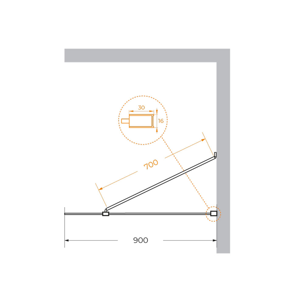 Душевая перегородка Cezares LIBERTA-L-1-TB-90-GR-Cr