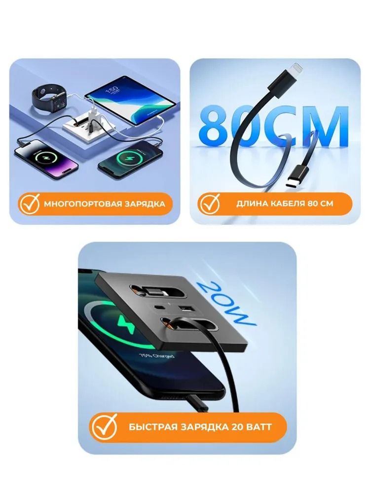 Универсальная встраиваемая настенная розетка с USB Type-C / Lightning 20 Ватт PD20W