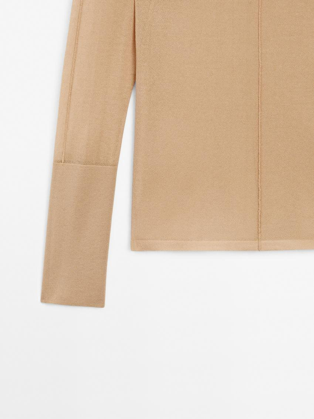 Massimo Dutti Хлопковый свитер с деталями на шве, розовый