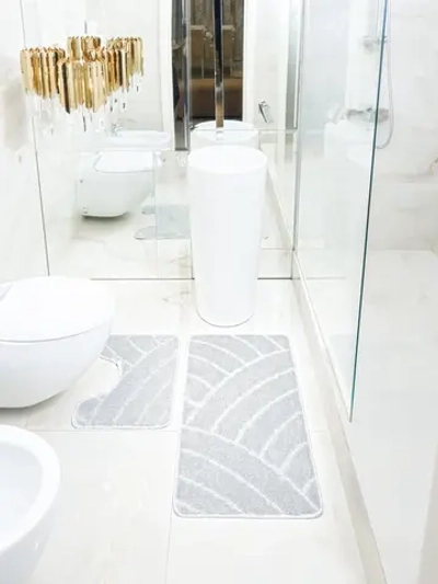 Комплект ковриков для ванной и туалета My Crystal серия Gold 60*100 и 50*60 Радуга,светло-серый