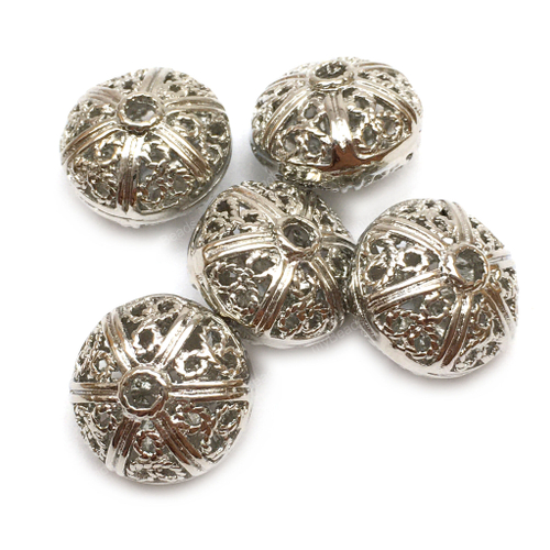 Бусины для украшений 14х10 мм, родий