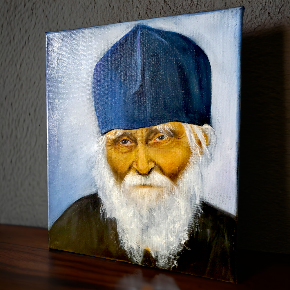 Картина «Святой старец Николай Гурьянов» | Холст, масло 25х30 см | Художница Ефимова Ольга