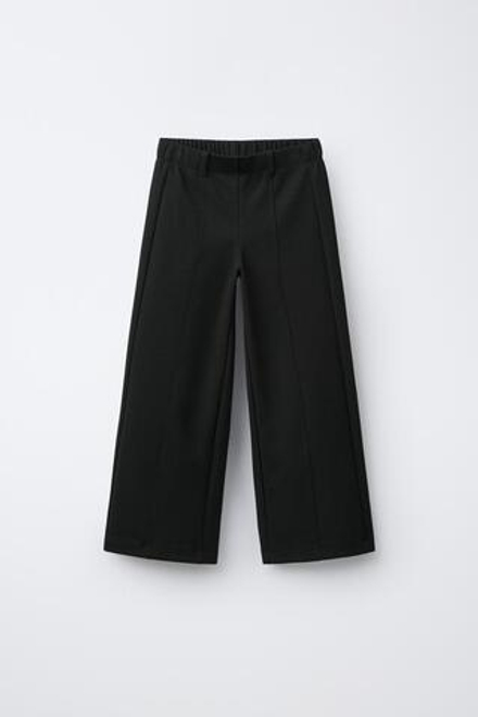 ZARA БРЮКИ WIDE LEG ИЗ ТРИКОТАЖА, ЧЕРНЫЙ