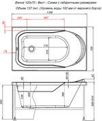 Акриловая ванна Aquanet West 120x70