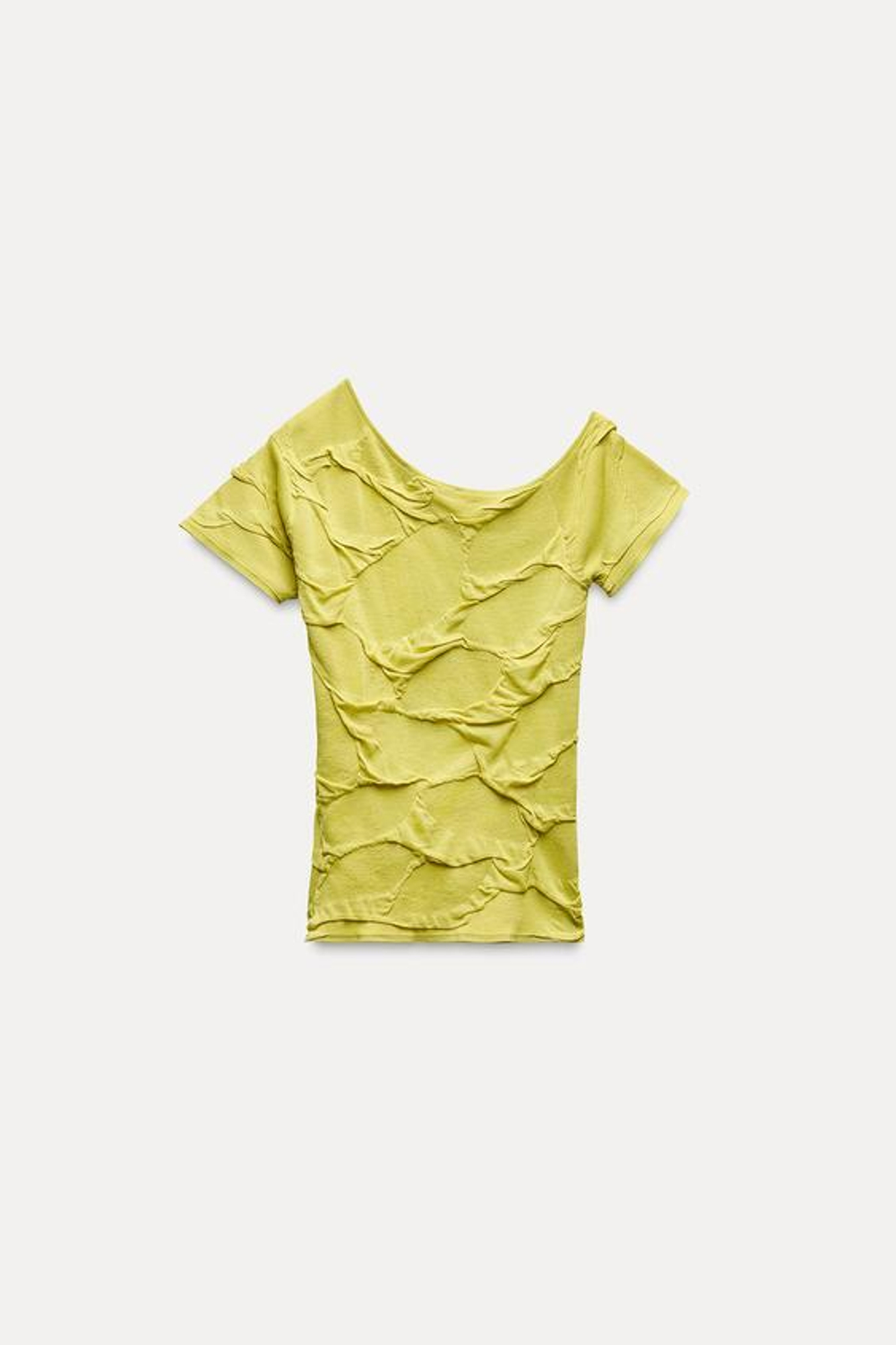 ZARA КРОП-ТОП АСИММЕТРИЧНОГО КРОЯ, ЛИМОННО-ЖЕЛТЫЙ