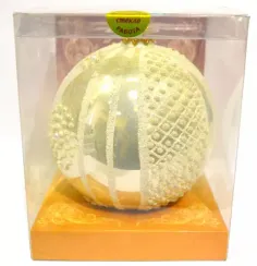 Шар "Бисерный узор" 65 мм., стекло, в подарочной упаковке (КУ-65-3/17)