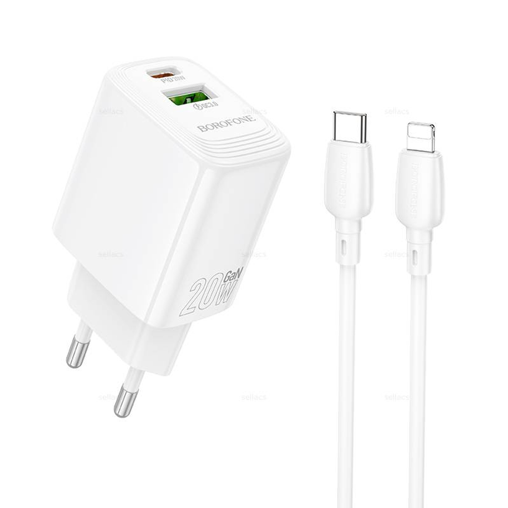 BN27 Fuente PD20W+QC3.0 зарядное устройство набор (Type-C на Lightning) (white)