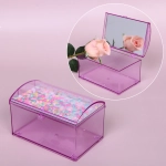 Шкатулка пластиковая с зеркалом «KiKi HAUS», сундучок, цвет сиреневый, 14.5*9.5*9см (в пакете)