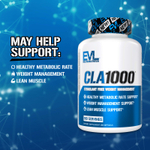 EVLution Nutrition, CLA1000®, средство для коррекции веса без стимуляторов, 180 капсул (1000 мг в 1 капсуле)