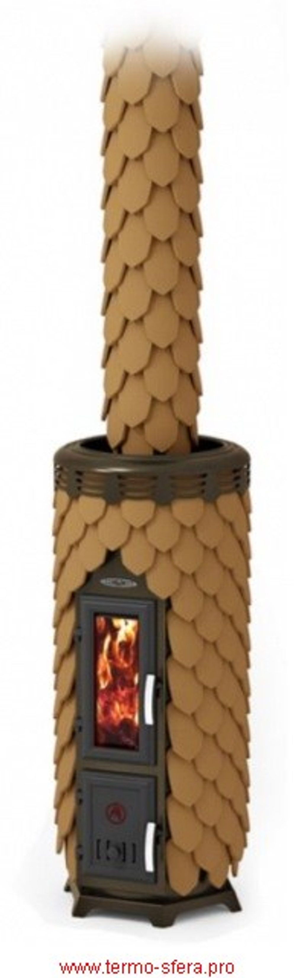Печь камин в облицовке ТМФ Сента Панголина терракота