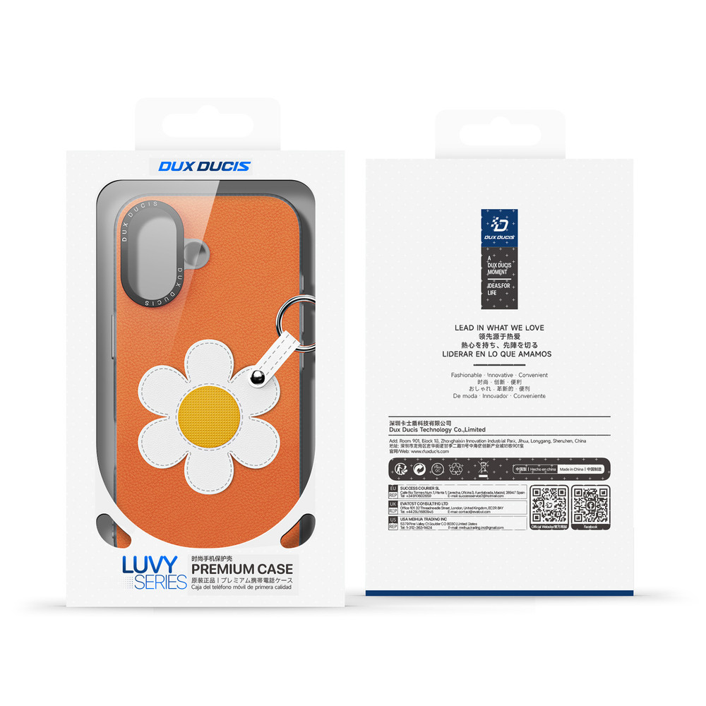Чехол оранжевого цвета (Daisy Edition) для iPhone 17, серия Luvy Series Case (со съемным ремешком) от Dux Ducis
