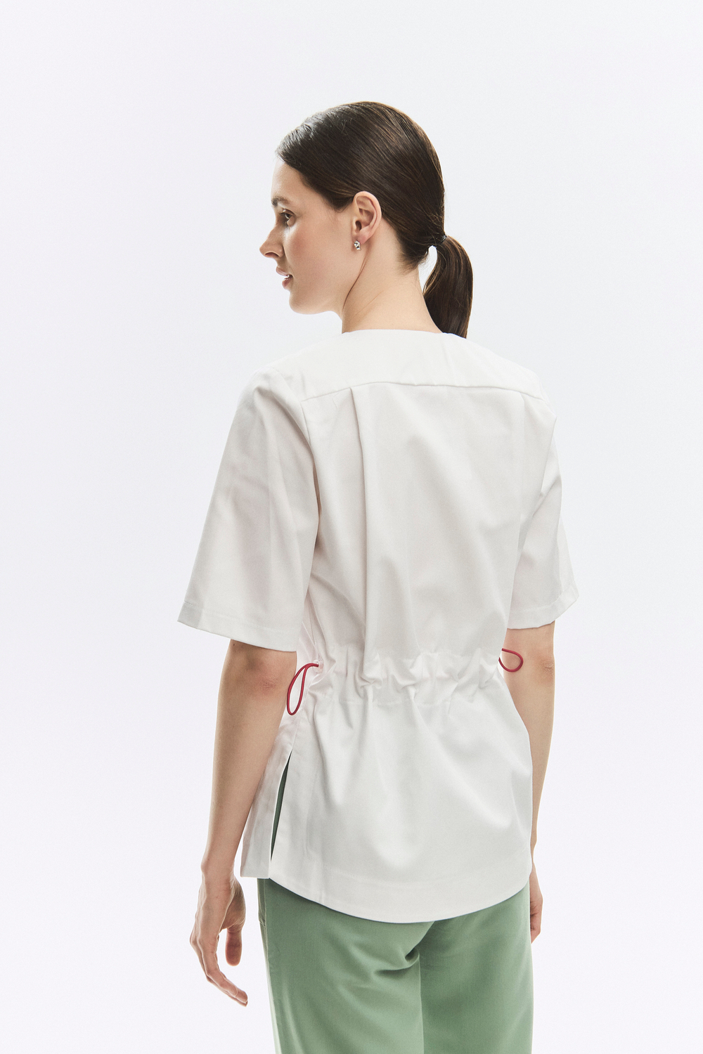 Топ с запахом медицинский женский Йошо, белый хлопок