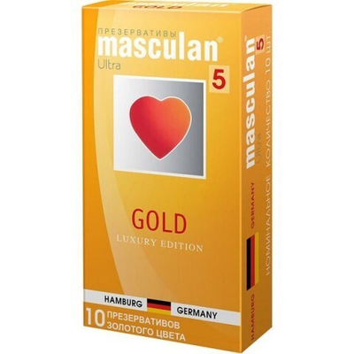 Презервативы MASCULAN 5 ULTRA GOLD № 10 (утонченный латекс золотого цвета) 10 шт.