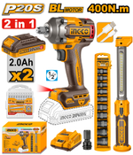 Аккумуляторный бесщеточный ударный гайковерт INGCO COSLI23048 20 В 1/2" 405 Нм с фонарем