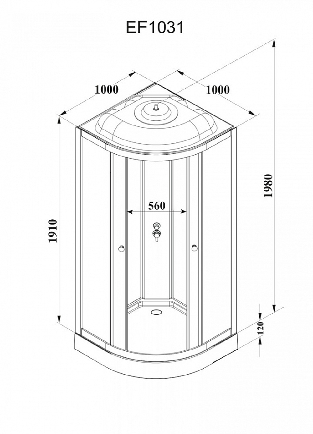 Душевая кабина PARLY EF1031 (100х100х210)