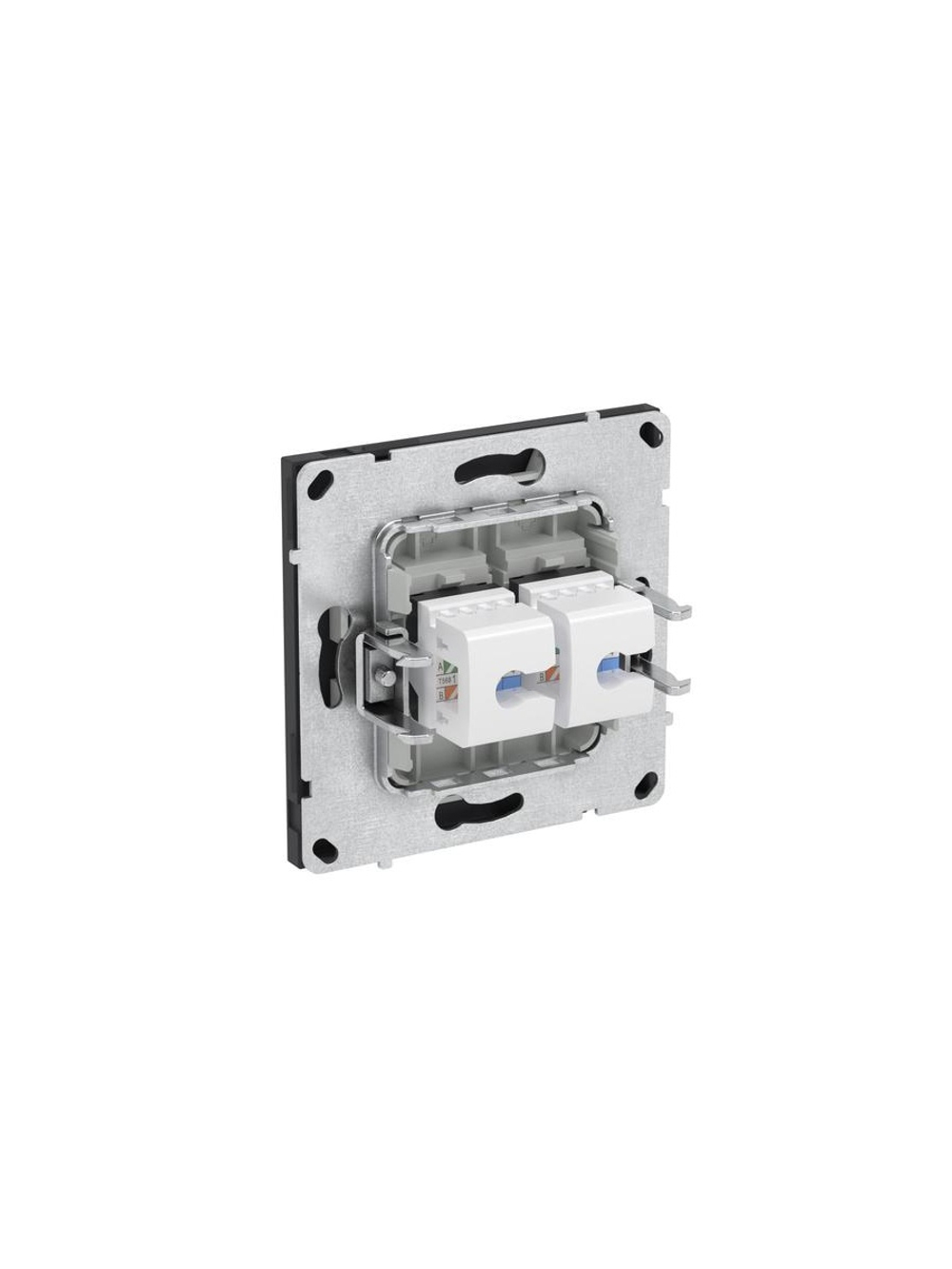 Розетка компьютерная 2-м KANT RJ45 кат.6A без шторки черн. уголь DKC 7012674