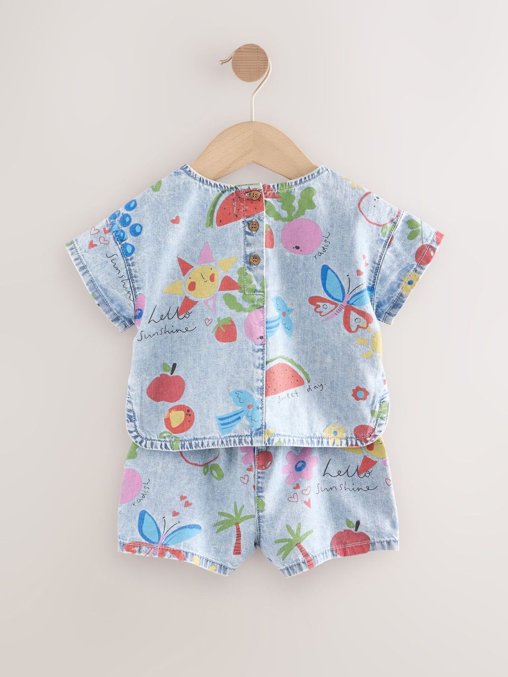 Футболка джинсовая и шорты джинсовые в комплекте для девочки Next E79-492, Голубой