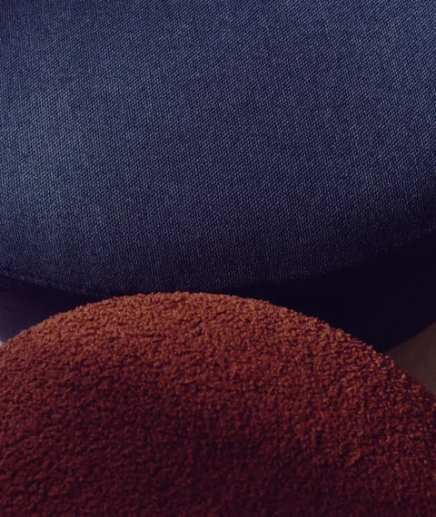 Kaeli Пуф для ног со съемным чехлом из терракотового букле Ø 43