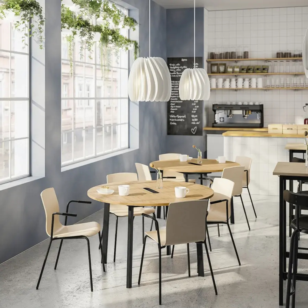 Стол для переговоров круглый - MITTZON IKEA /ИКЕА МИТТЗОН , 120х75 см, коричневый/черный