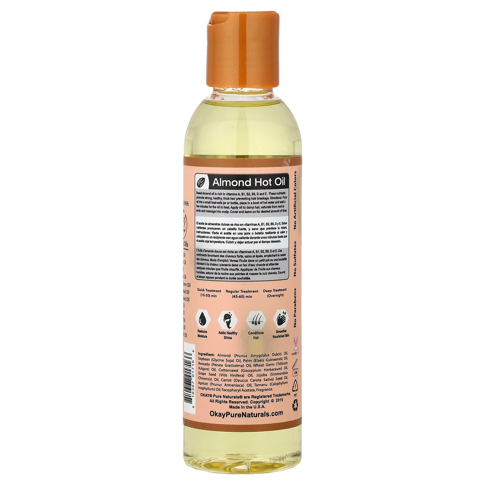 Okay Pure Naturals, Средство с миндальным горячим маслом, 177 мл (6 унций)