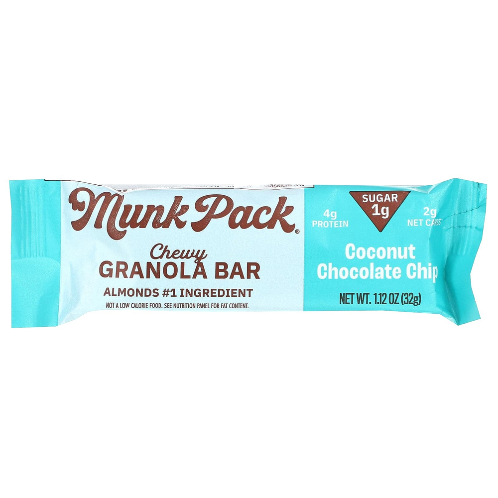 Munk Pack, жевательный батончик-мюсли, кокос и шоколадная крошка, 4 шт. по 32 г (1,12 унции)
