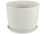 Кашпо Вязание D180мм с поддоном 2,8л (Белый ротанг)