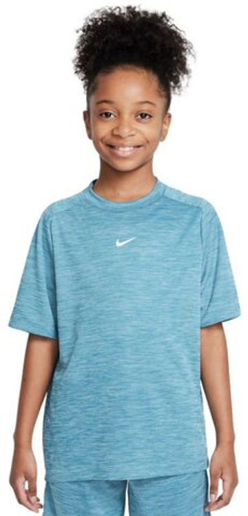 Детская теннисная футболка Nike Boys Multi Dri-FIT Short-Sleeve Top - smokey blue/lt armory blue/white
