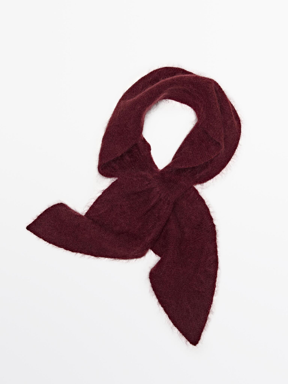 Massimo Dutti Шейный платок из 100% кашемира, завязывающийся как бант, бордо