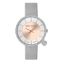 Часы Boccadamo Mya Silver Rosegold MY033 BW/S  с минеральным стеклом, кристаллами Swarovski