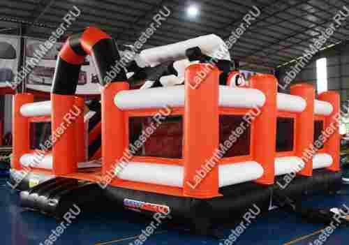 Коммерческий батут "Белый клык" с механизированной головой, 6*5*4 м черно-оранжевый