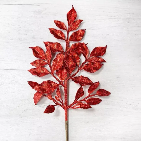 Ветвь с листочками красная 71 см., Christmas DeLuxe (89514)