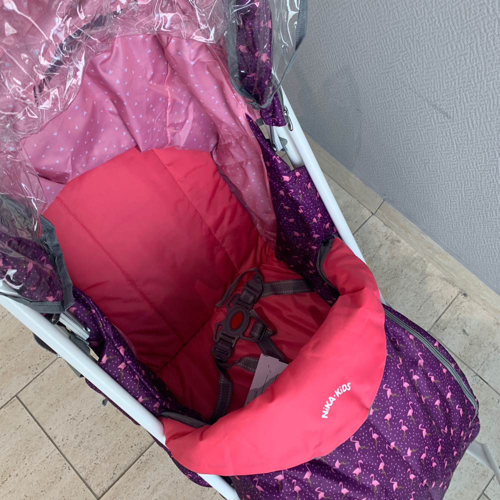 Санки-коляска Нашидетки с фламинго сливовый /Ника/ НДТ3-1К/5