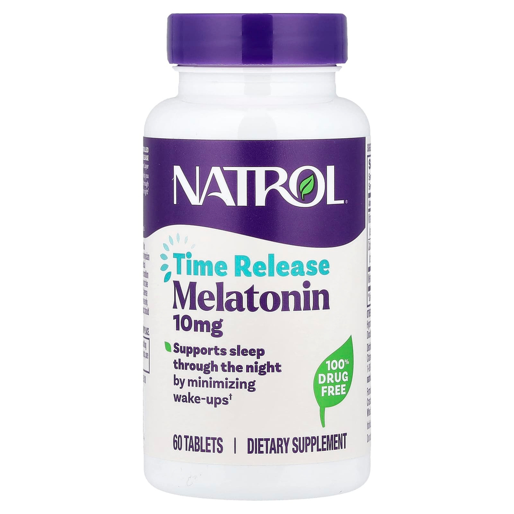 Natrol, мелатонин, медленное высвобождение, 10 мг, 60 таблеток