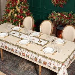 СКАТЕРТЬ "ЩЕЛКУНЧИК" 140Х300СМ БЕЖЕВЫЙ ,100%ХЛОПОК ,ТВИЛ