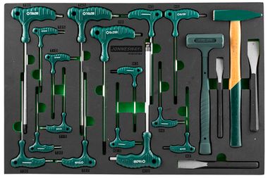 H10121SV Набор ключей торцевых шестигранных и TORX, молотков и зубил в EVA ложементе 560х400 мм, 21 предмет