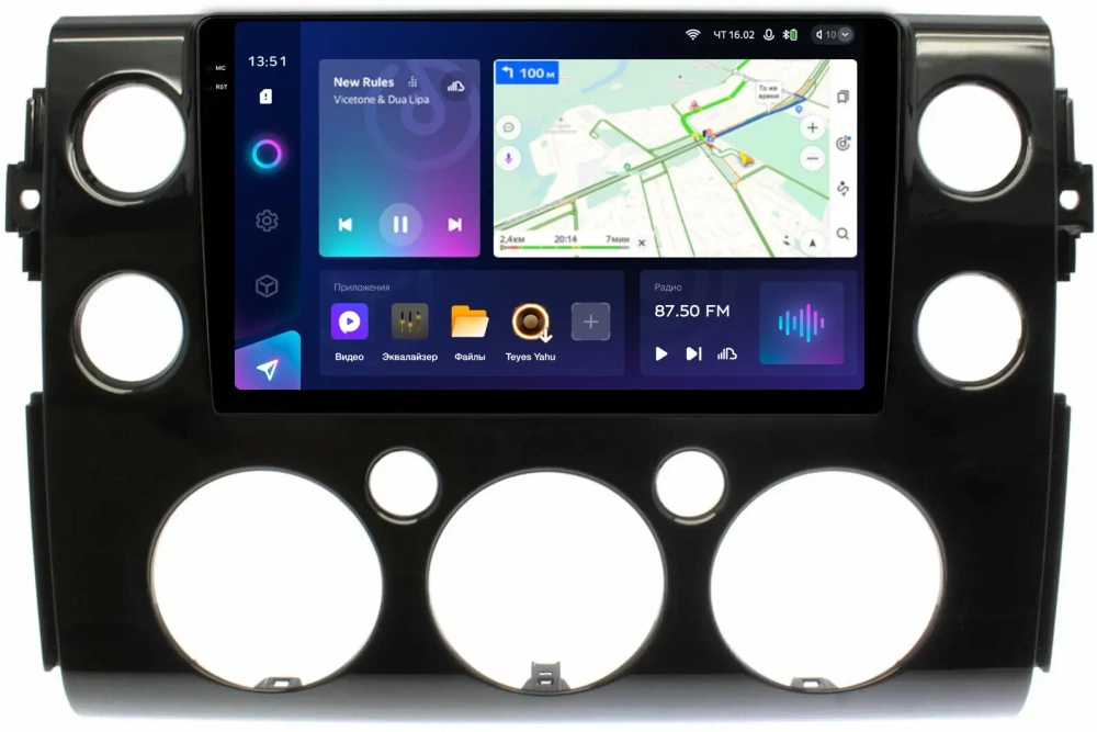 Магнитола для Toyota FJ Cruiser 2005-2022 (рамка черная) - Teyes CC3-2K монитор 9.5" 2K QLED на Android 10, ТОП процессор, CarPlay, 4G SIM-слот