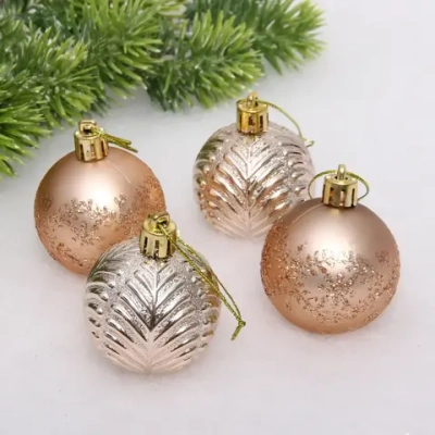 Новогодние шары 5 см (набор 4 шт) «Лесная тайна», шампань