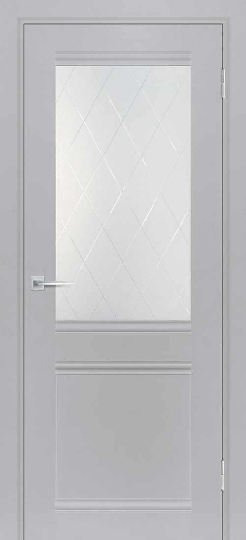 Дверь ТЕХНО-702 / Цвет Манхэттен / Сатинат, контурный полимер б-цв. рис. Ромб / Двери МАРИАМ