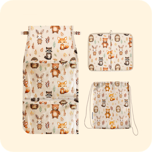 Набор для детского сада: кармашек, коврик, мешок. Лес принт