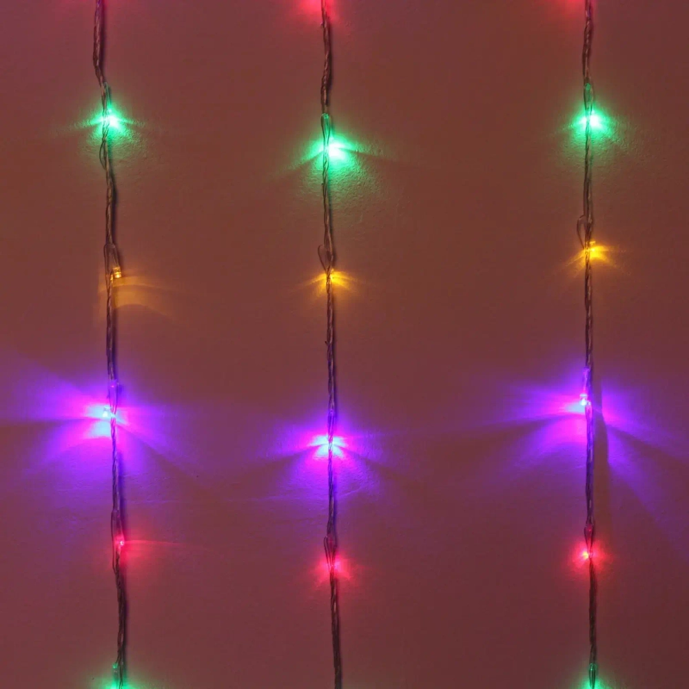 Гирлянда для дома ЗАНАВЕС «Водопад» ш3,0* в2,5 м 360 ламп LED, прозрач.пров, 8 реж, IP-20, Мультицвет (возможность соединения)