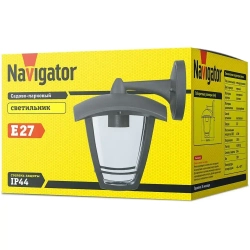 Светильник уличный настенный Navigator 61 612, 4 грани, 60 Вт, цоколь E27, IP44, черный