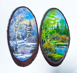 Панно на срезе дерева" времена года"