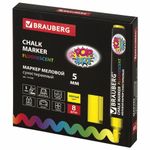 Маркер меловой "POP-ART" ЖЕЛТЫЙ, 5 мм, сухостираемый, для гладких поверхностей, BRAUBERG, 151528