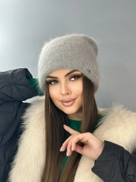 шапка зимняя вязаная ангора с пайетками