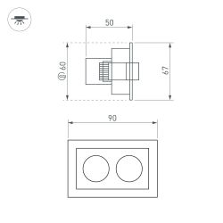 Светильник MS-ORIENT-BUILT-TURN-TC-S67x90-5W Warm3000 (BK-BK, 30 deg, 230V) (Arlight, IP20 Металл, 5 лет) 034876