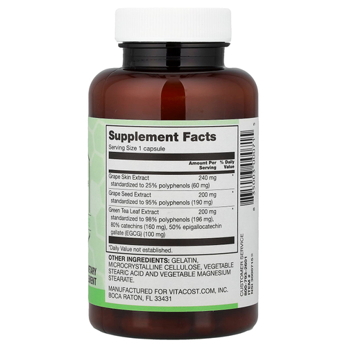 Vitacost, Synergy®, Grape Seed, Green Tea & Grape Skin Extracts, 60 Capsules