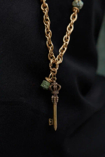 HMG 1314 Chain Витая цепь с зеленым вулканитом Колье mix арт.2500