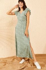 Qadın üçün V yaxalı, trapes, güllü don 10091040