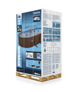Стальной бассейн Bestway Hydrium Pool Set 732х366х132 см + песочный ф/насос 5678 л/ч, лестница, тент, подстилка (561CW BW)